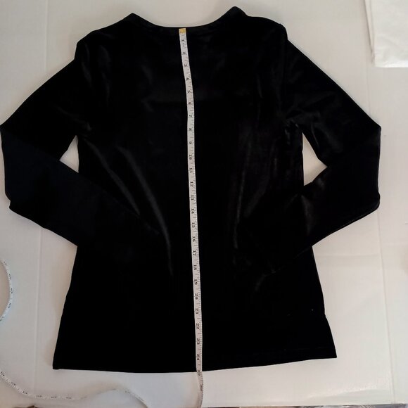 INC International Concepts Black Velvet V-Neck Long Sleeve Top Womens Size M NWT - Picture 12 of 16